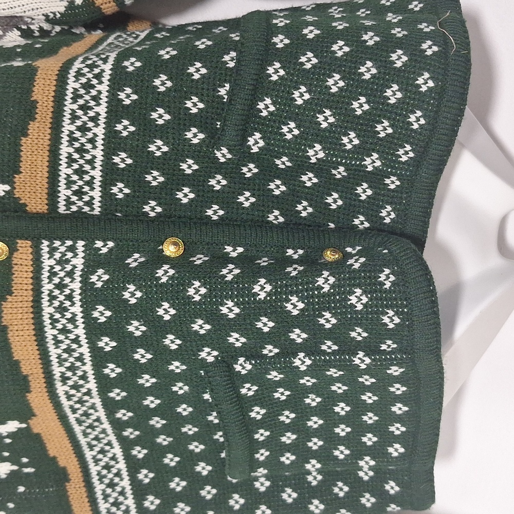 Vintage Crystal Kobe  Women's Cardigan Green Trees Nature Winter - Picture 3 of 10